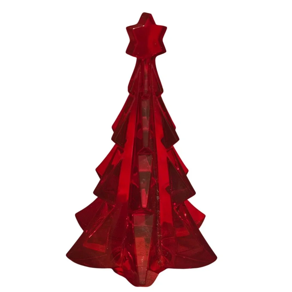 Baccarat Ruby Red Crystal Christmas Tree Star Topper Figurine Made in France